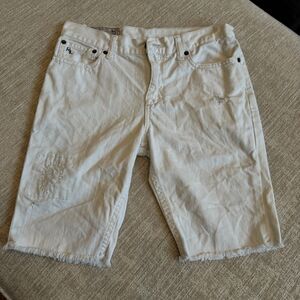 Polo Ralph Lauren Women's Off White Jean Shorts Embroidery Detail Sz in pics